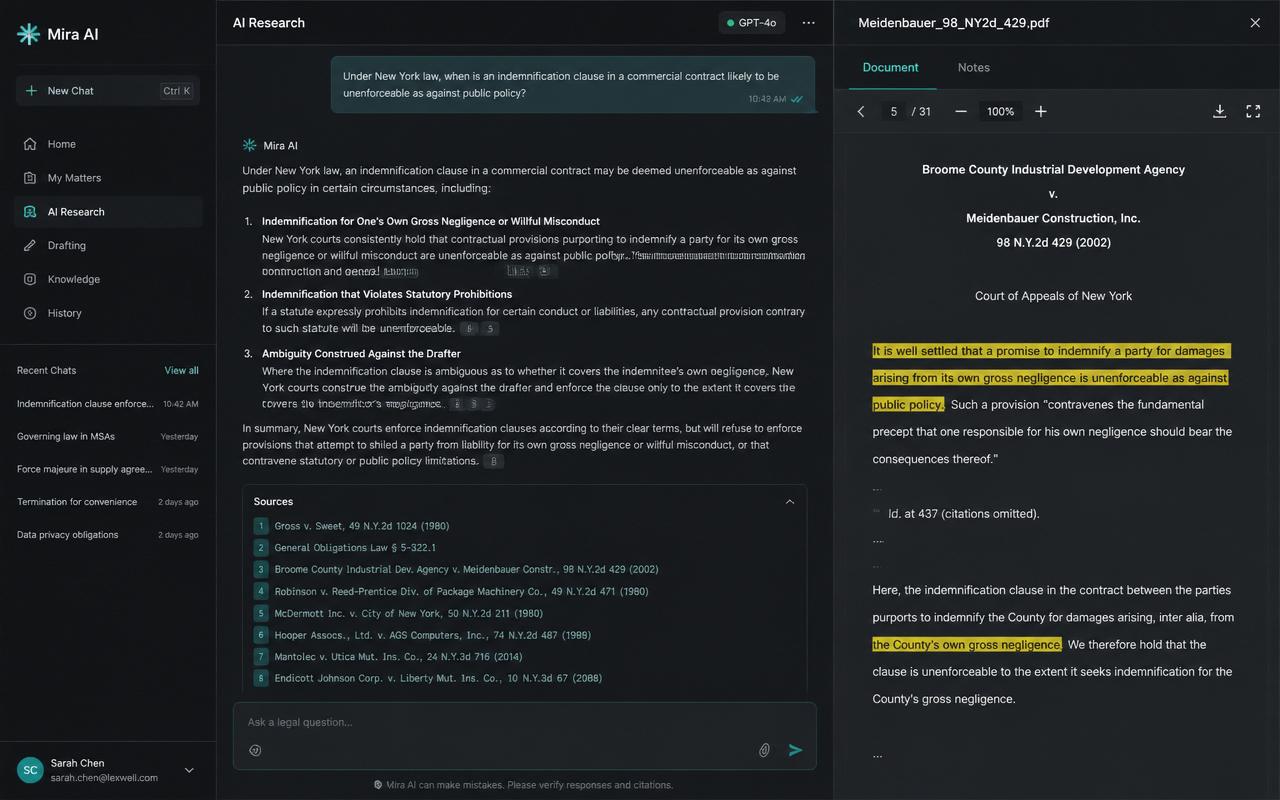 Mira AI software dashboard screenshot