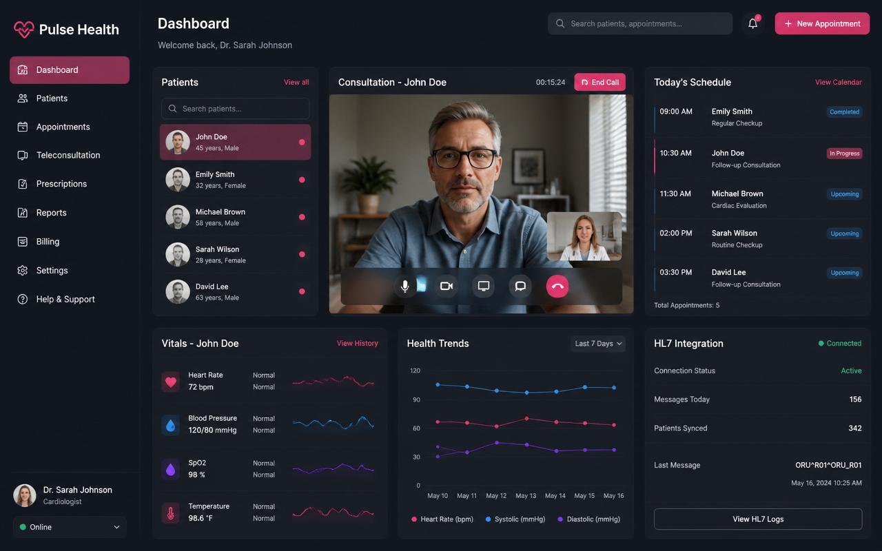 Pulse Health software dashboard screenshot